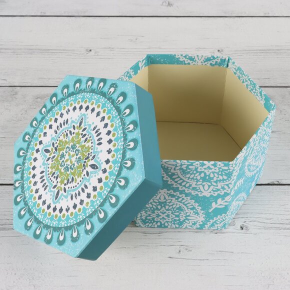 Set of 12 Teal Hexagon Gift Boxes - Picture 3 of 5